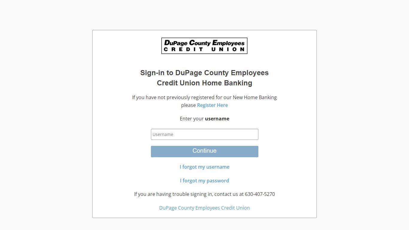 Sign-in to DuPage County Employees Credit Union Home Banking